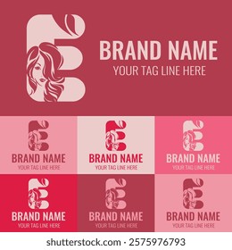 Letter E Luxury Beauty Face Logo Design Vector..woman beauty logo icon with letter e concept design premium vector