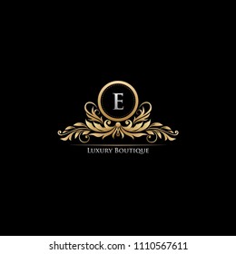 Letter E Luxury Gold Boutique Icon Design Logo