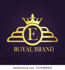 Letter E luxury gold logo concept