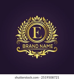 Letter E luxury gold logo concept