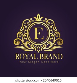 Letter E luxury gold logo concept