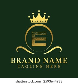 Letter E luxury gold logo concept