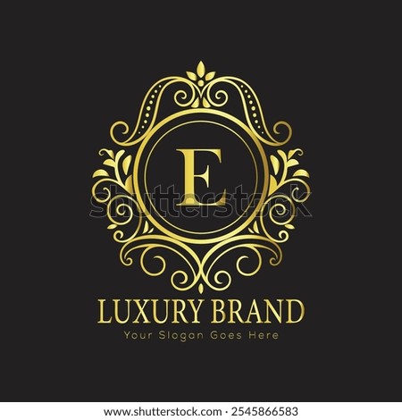 Letter E luxury gold logo concept
