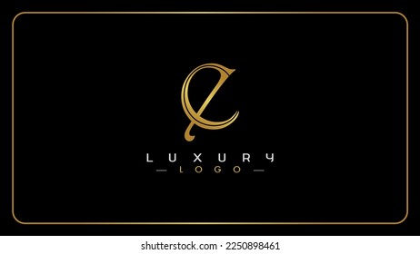 Letter E luxury golden monogram logo design, Creative Gold color letter e icon.