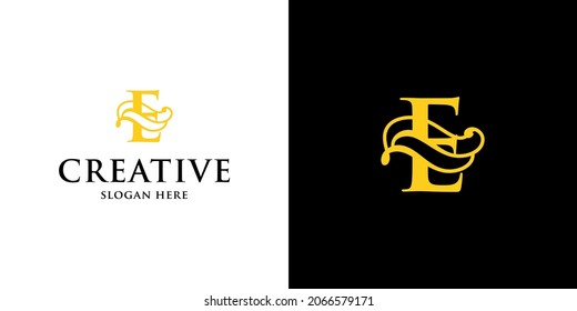 Letter e luxury logo design template