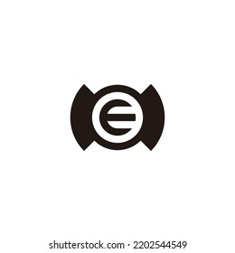 Letra E en M, símbolo geométrico circular simple vector de logotipo