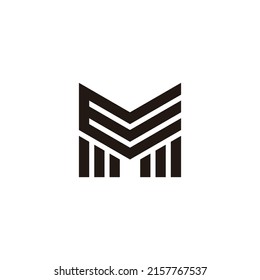 Letter E and M lines geometric symbol simple logo vector