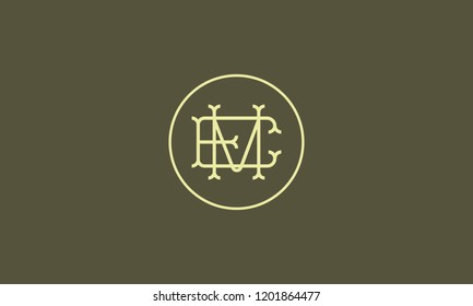LETTER E AND M LOGO WITH CIRCLE FRAME FOR LOGO DESIGN OR ILLUSTRATION USE