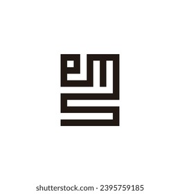 Letter e, m and s square connect geometric symbol simple logo vector