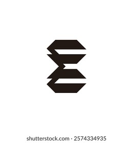 letter e m simple geometric linked logo vector 