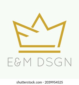 Letter E And M This Concept Is Crown Logo