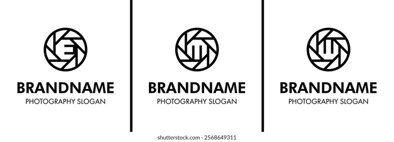 Letter E M W Shutter Photography Logo, for brand related to camera, lens, and aperture