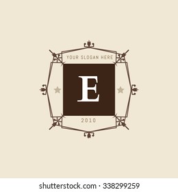 The letter E made in modern line style vector. Luxury elegant frame ornament and ethnic tribal elements. Example designs for Cafe, Hotel, Jewelry, Fashion, Restaurant 
