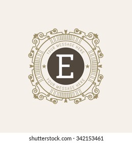 The letter E made in modern line style vector. Luxury elegant frame ornament and ethnic tribal elements. Example designs for Cafe, Hotel, Jewelry, Fashion, Restaurant 