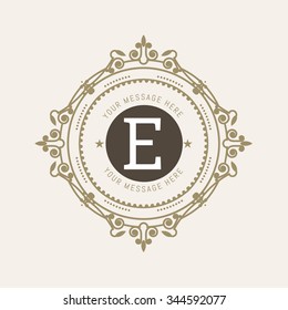 The letter E made in modern line style vector. Luxury elegant frame ornament and ethnic tribal elements. Example designs for Cafe, Hotel, Jewelry, Fashion, Restaurant 