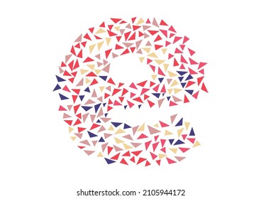 Letter E made up of small triangles