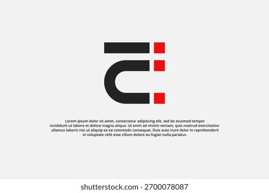 letra e ímã e logotipo de energia moderna