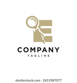 Letra E Lupa Ícone De Logotipo De Vidro Vetor