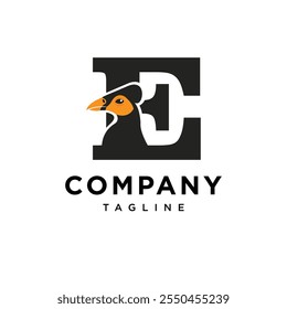 Letter E Maleo Bird Logo Icon Vector