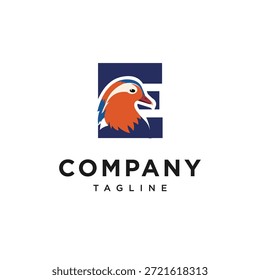 Letter E Mandarin Duck Logo Icon Vector