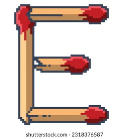 Schriftdesign-Illustration von Letter E matchstick