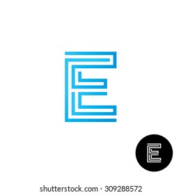 Letter E maze linear style logo