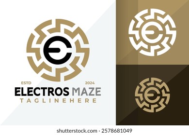 Letter E Maze Logo Icon Vector Design Illustration