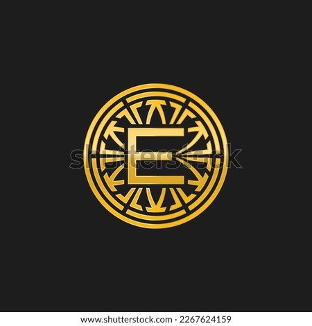 letter E medallion emblem initial circle badge logo