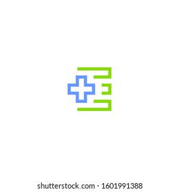 Letter E Medical pharmacy logo design template. Illustration vector