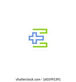 Letter E Medical pharmacy logo design template. Illustration vector