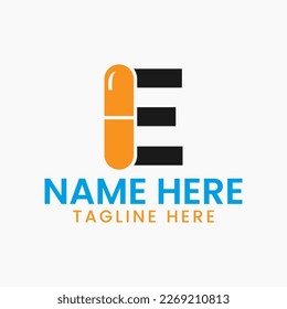 Letter E Medicine Logo Design Concept With Pile Symbol