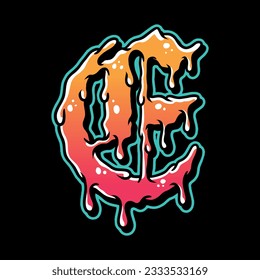 Letter E in melting style vector