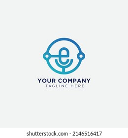 Letter E Mic podcast talk logo vector design