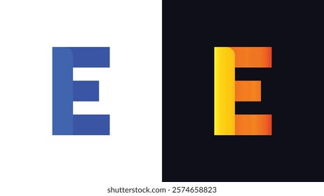 Letter E Minimal Business Logo With 3D Rounded Shadow | Gradient E Letter Typography Symbol