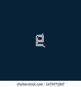 Letter E minimal logo icon design. Vector template graphic elements. Technology, digital interfaces, hardware and engineering concepts.