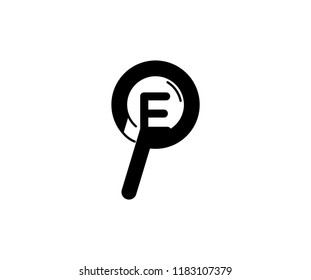 Letter E minimal modern magnify glass logo