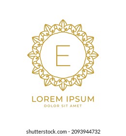letra E diseño minimalista de vectores de cresta de lujo para spa, moda, boda, salón, hotel, inmueble, cuidado de belleza