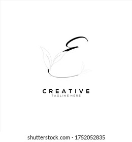 Letter E Minimalist Thin Flourishes Typography Logo