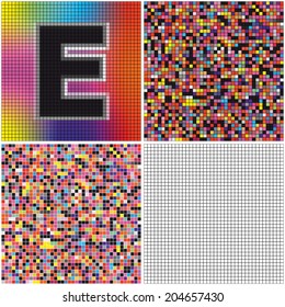 Letter E (mixed mosaic with empty cells)