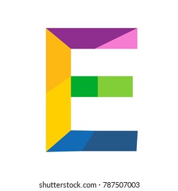  Letter E modern colorful font and alphabet