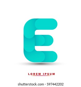 Letter E. modern concept and simple typographic. blue 