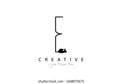 Letter E Modern Design Logo Concept. Creative Icon Logo with mouse shape Vector Illustration.