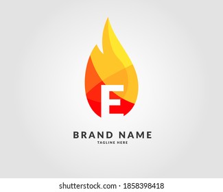 Buchstabe E Moderne flammenfreundliche, helle Logo-Design für kreatives und energiegeladenes Unternehmen