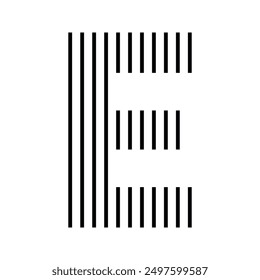 Letter E Modern Logo with Geometric Vertical Stripe Line Pattern