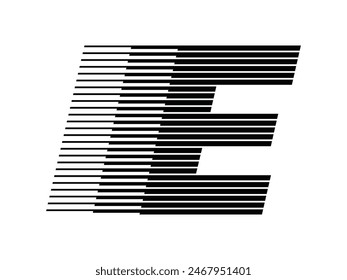 Letter E Modern Logo with Horizontal Speed Line Pattern