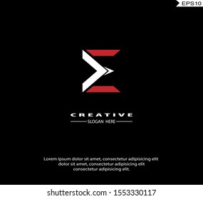 Letter E modern Logo icon monogram design. Vector graphic design template element. black background.