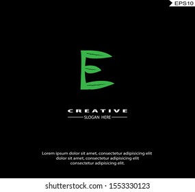 Letter E modern Logo icon monogram design. Vector graphic design template element. black background.