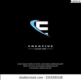 Letter E modern Logo icon monogram design. Vector graphic design template element. black background.