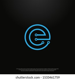 Letter E modern tech Logo icon monogram design. Vector graphic design template element. black background.
