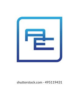 The letter A and E Monogram With Frame Square. Logo Design Template Blue